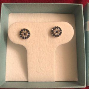 Evil Eye Earrings - Sterling Silver Studs - Cubic Zirconia